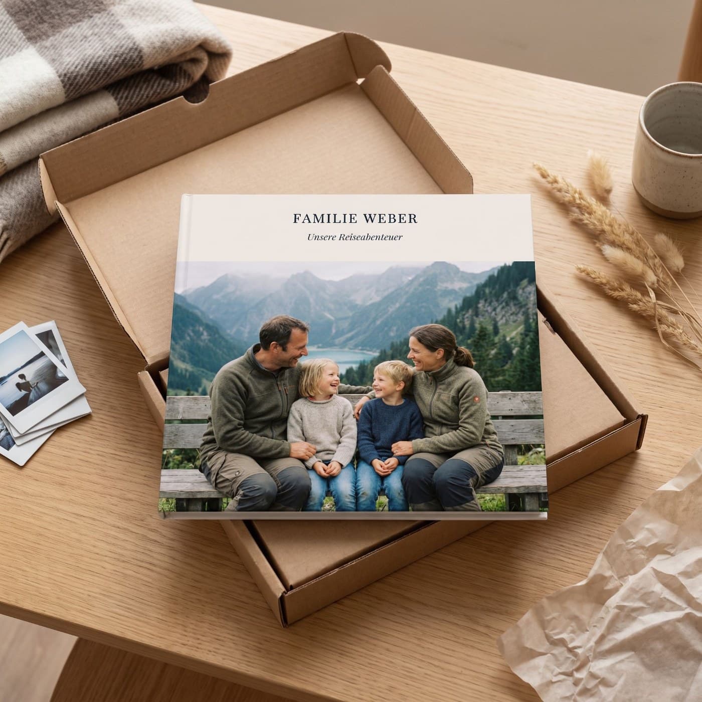 „Familienreise" im geöffneten Versandkarton