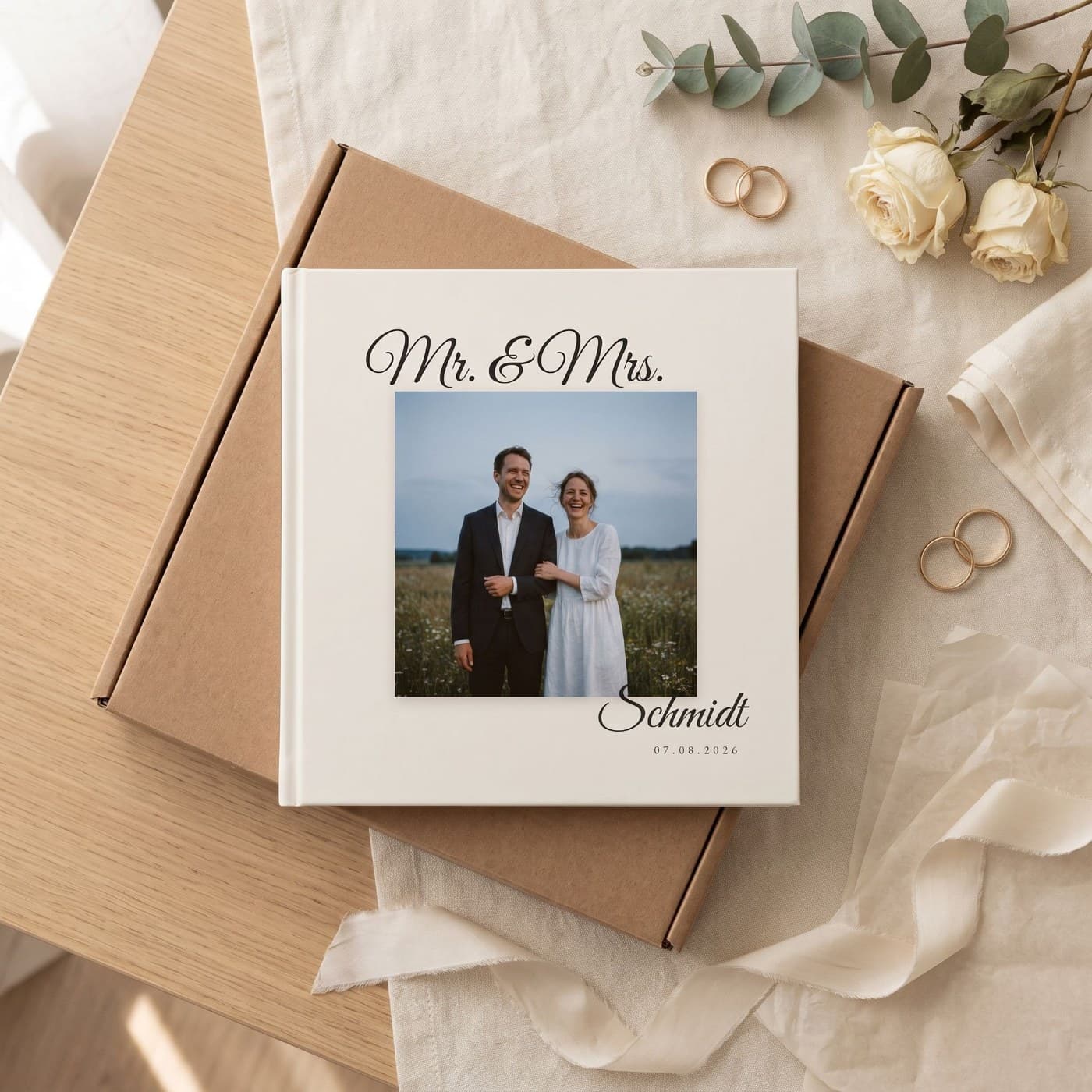 „Mr. & Mrs." im geöffneten Versandkarton