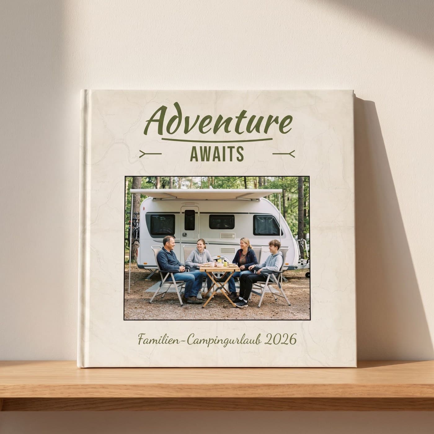 Das fertig gedruckte Fotobuch „Adventure Awaits"