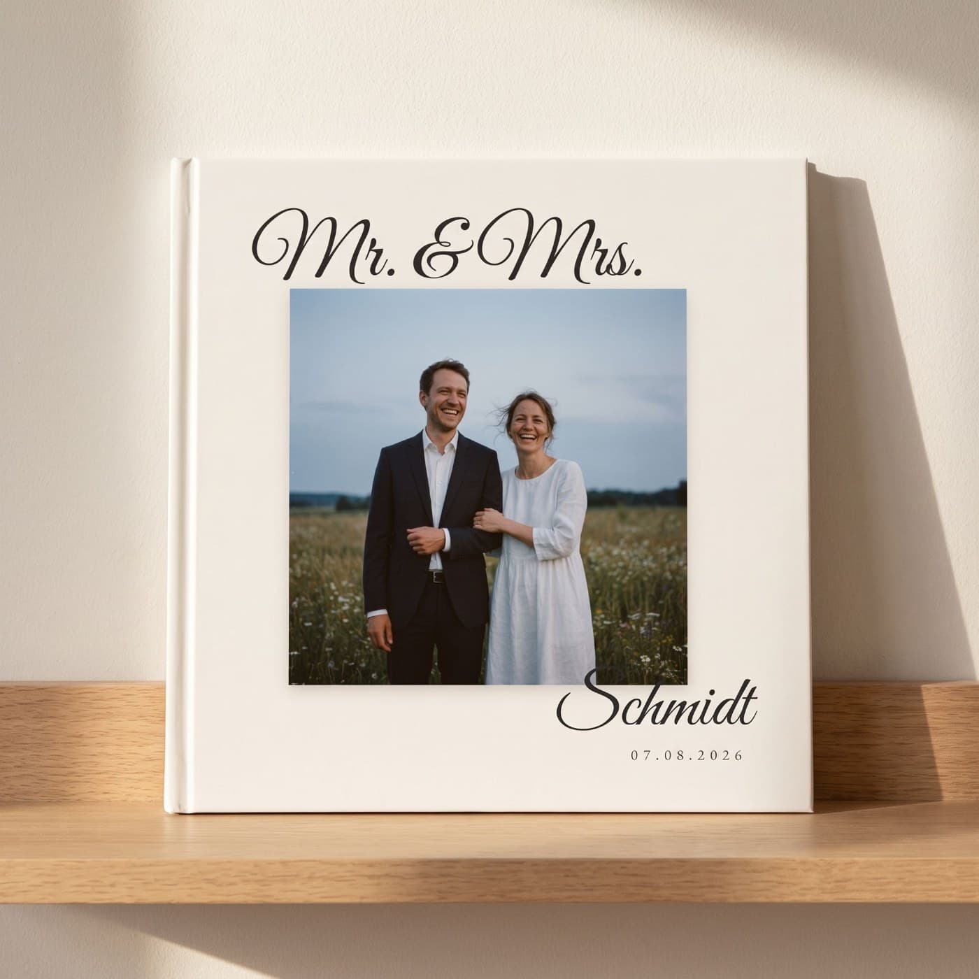 Das fertig gedruckte Fotobuch „Mr. & Mrs."