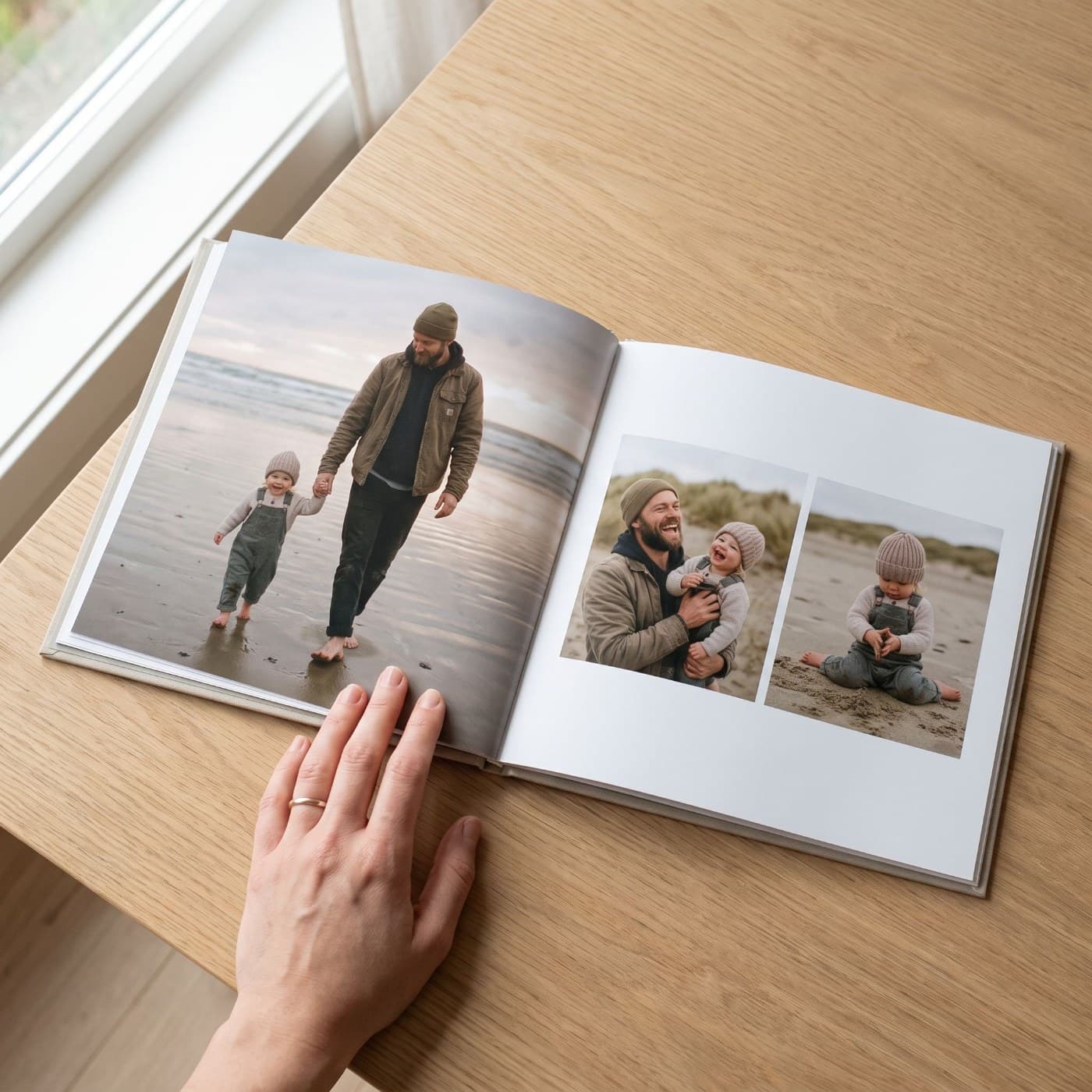 „Für Papa" aufgeschlagen — fertiges Seitenlayout