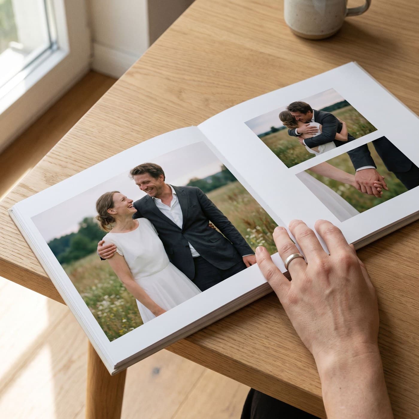 „Hochzeit" aufgeschlagen — fertiges Seitenlayout