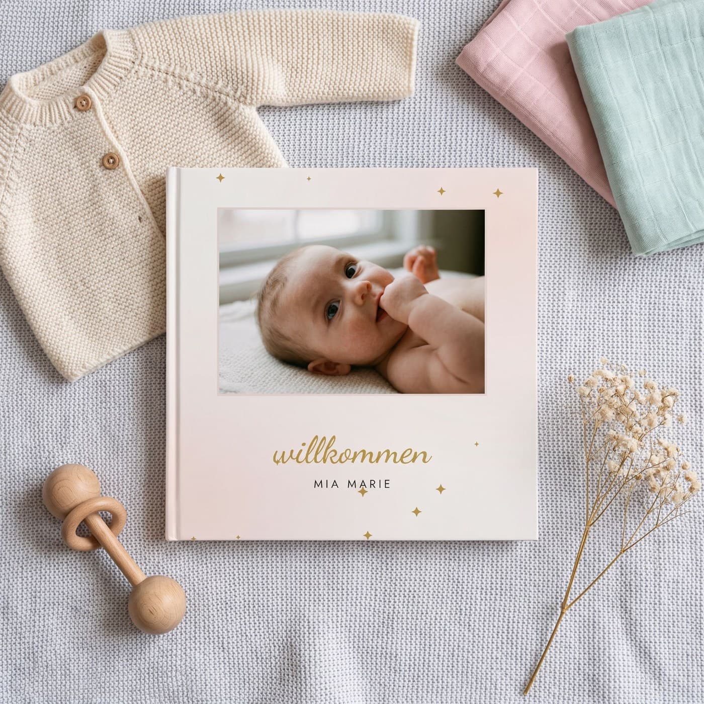 Willkommen (Sterne) — Fotobuch, 21 × 21 cm