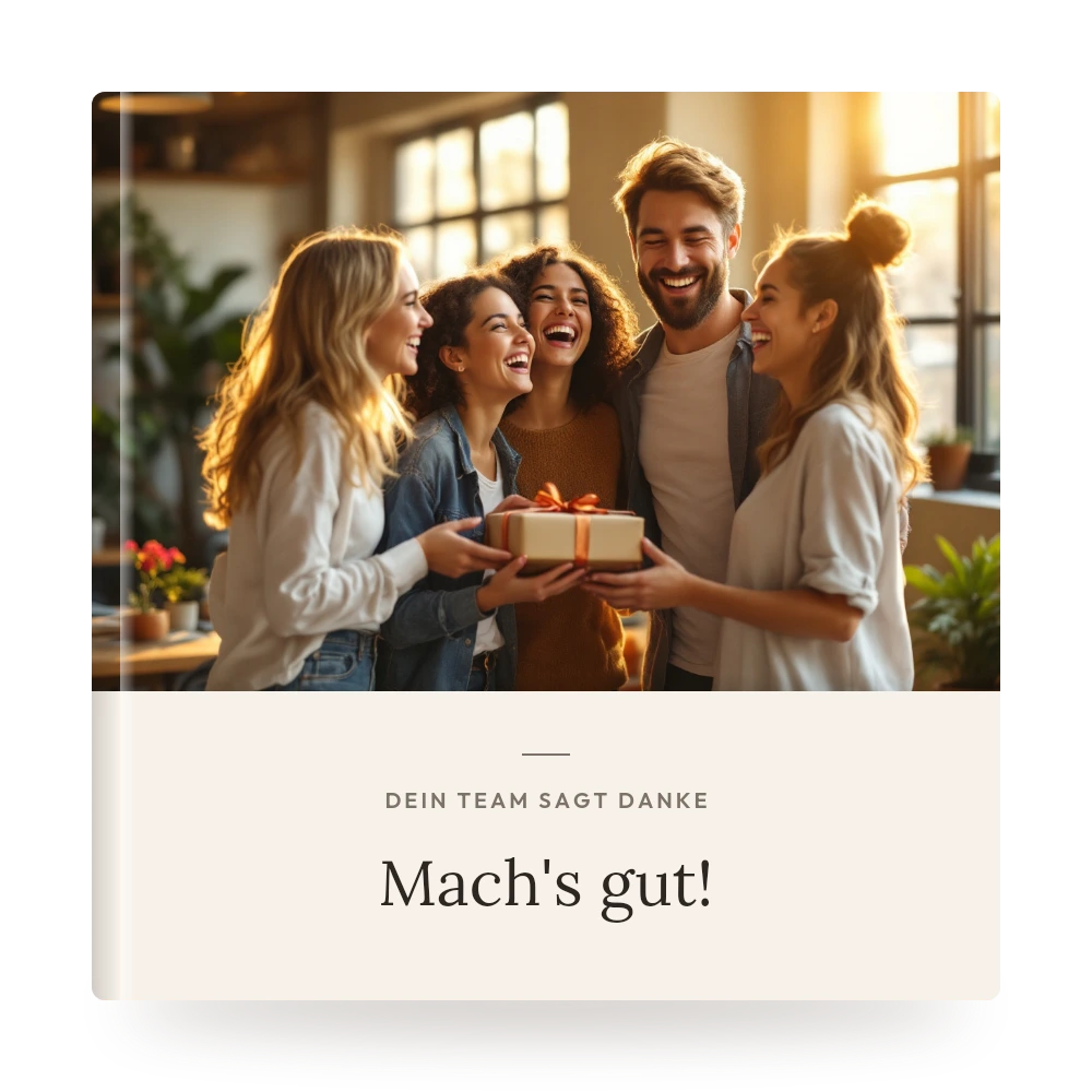 Abschiedsgeschenk-Fotobuch – Beispiel-Cover mit eigenem Foto und Titel