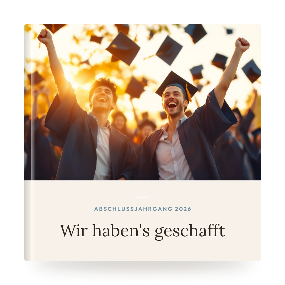 Abschluss- & Abi-Fotobuch – Beispiel-Cover mit eigenem Foto und Titel