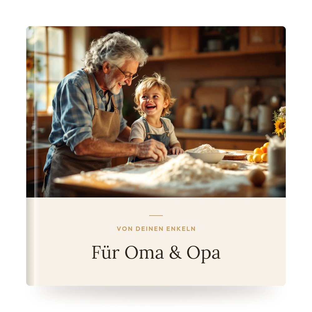 Enkel-Fotobuch für Oma & Opa – Beispiel-Cover mit eigenem Foto und Titel