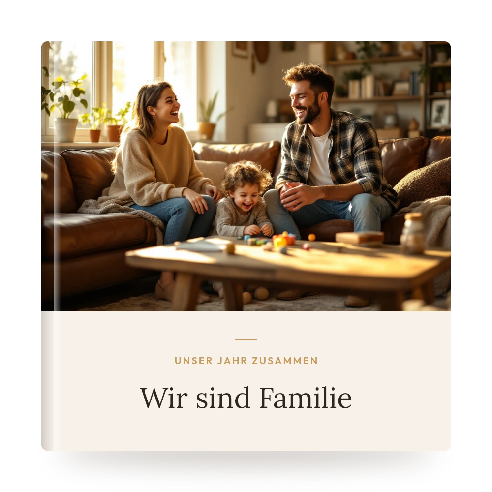 Familienfotobuch – Beispiel-Cover mit eigenem Foto und Titel