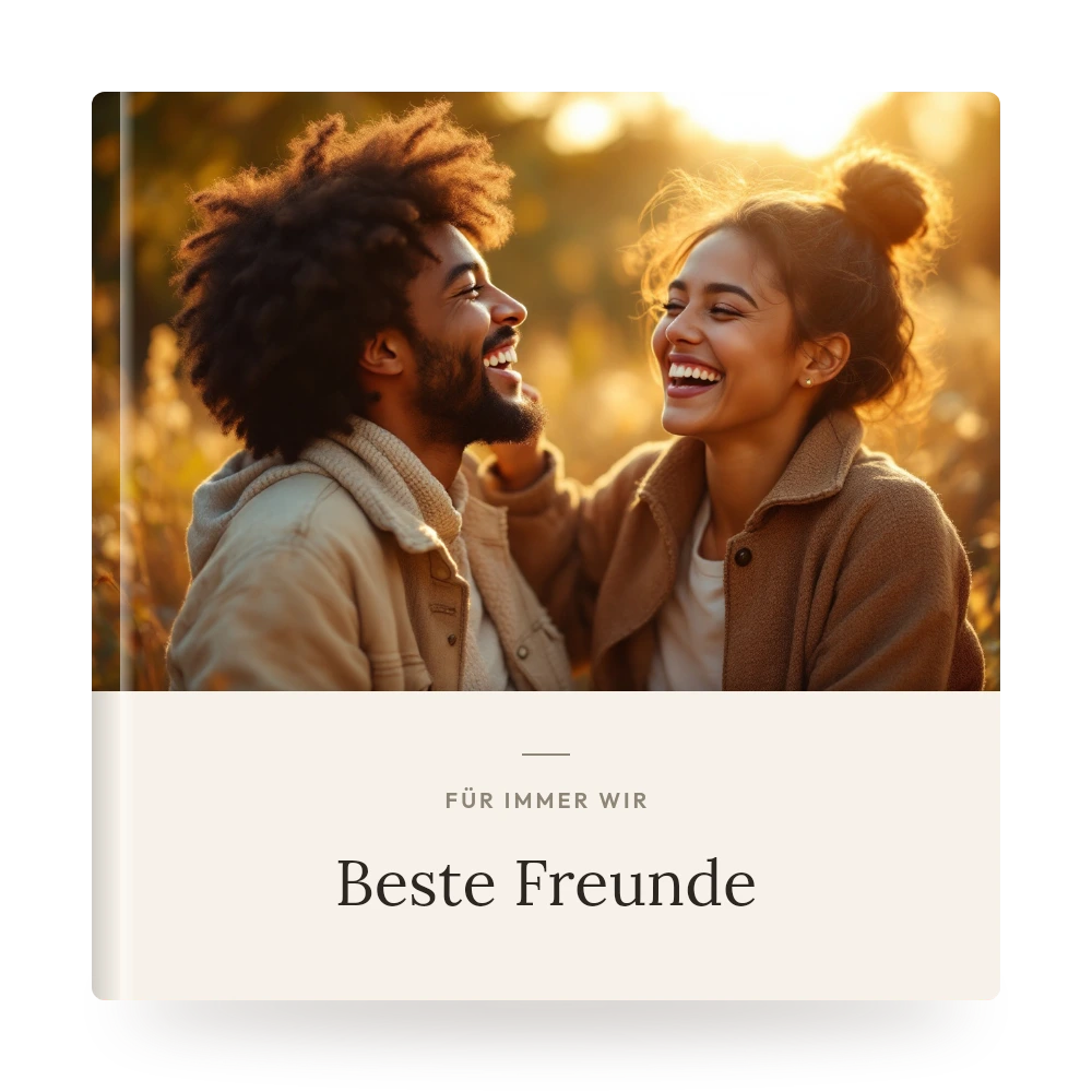 Freundschafts-Fotobuch – Beispiel-Cover mit eigenem Foto und Titel