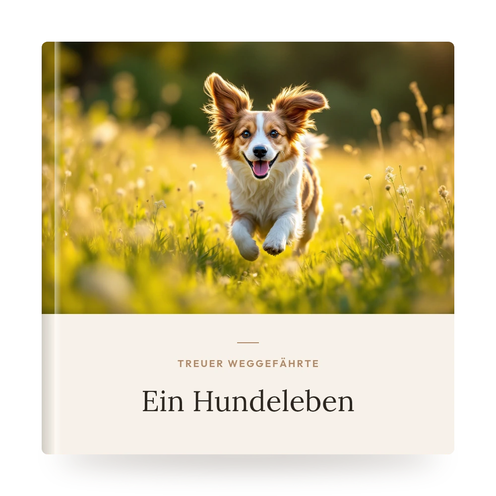 Hunde-Fotobuch – Beispiel-Cover mit eigenem Foto und Titel