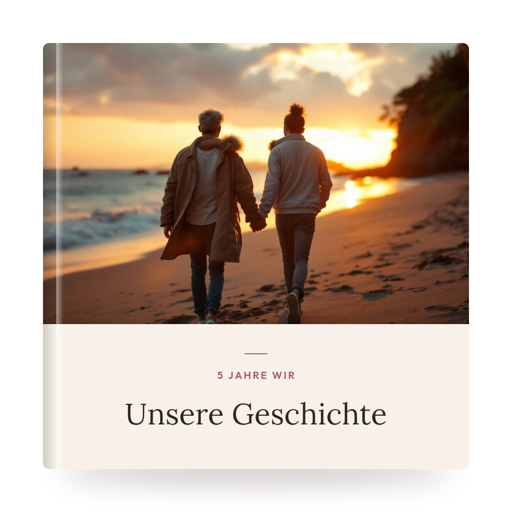 Jahrestag-Fotobuch – Beispiel-Cover mit eigenem Foto und Titel