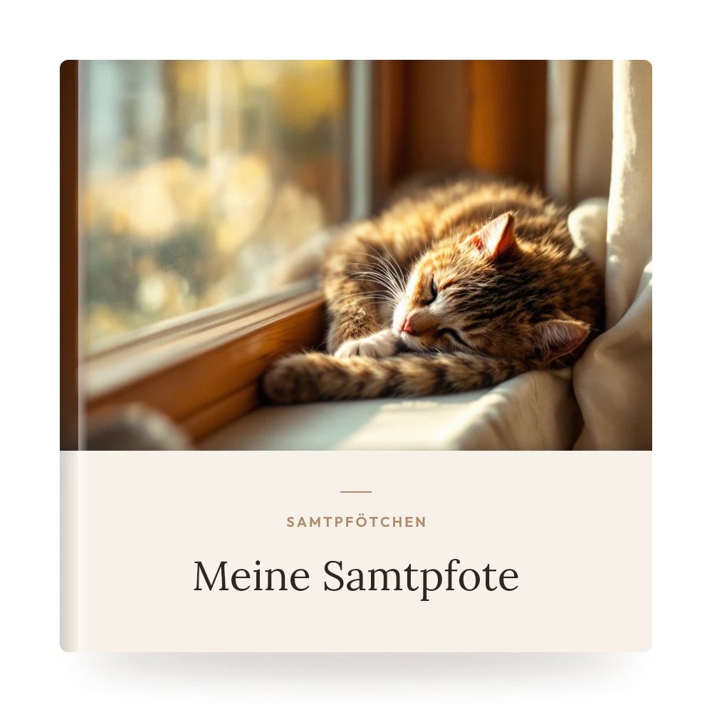 Katzen-Fotobuch – Beispiel-Cover mit eigenem Foto und Titel