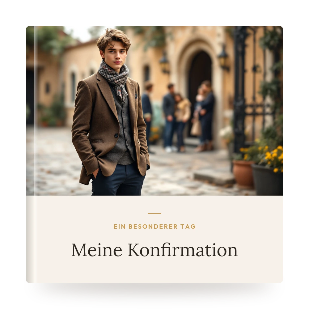 Konfirmations-Fotobuch – Beispiel-Cover mit eigenem Foto und Titel