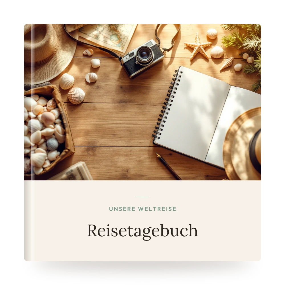 Reisetagebuch-Fotobuch – Beispiel-Cover mit eigenem Foto und Titel