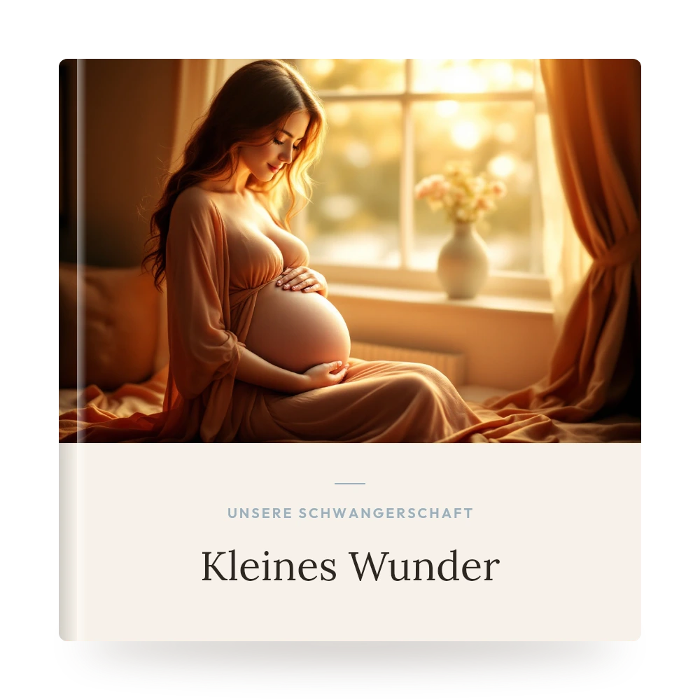 Schwangerschafts-Fotobuch – Beispiel-Cover mit eigenem Foto und Titel