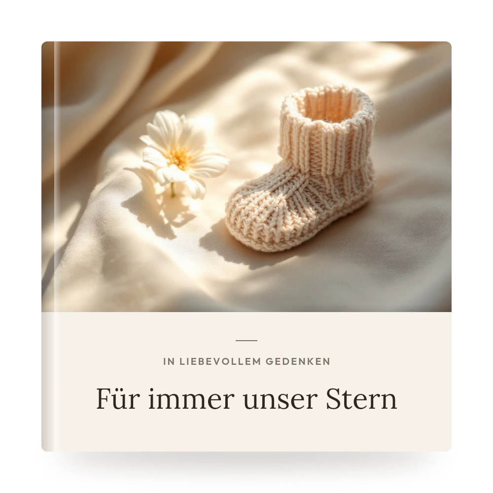 Sternenkind-Erinnerungsbuch – Beispiel-Cover mit eigenem Foto und Titel