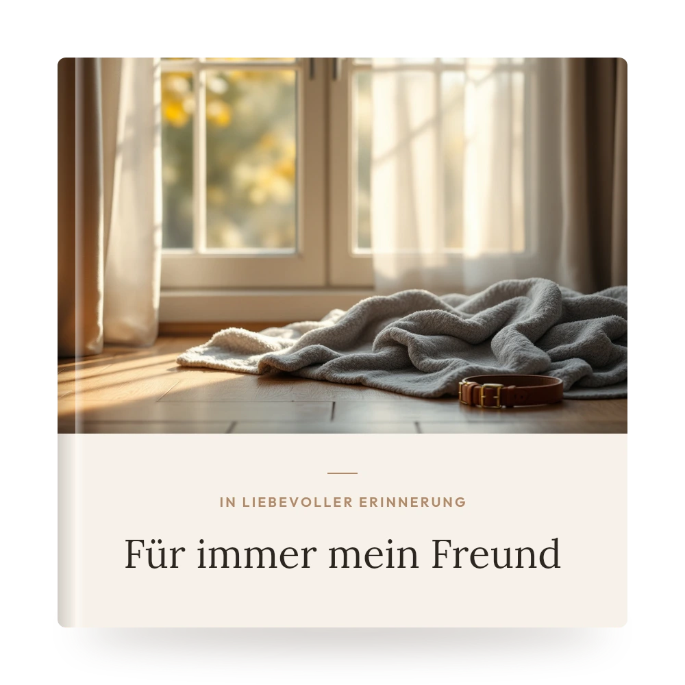 Tier-Gedenkbuch – Beispiel-Cover mit eigenem Foto und Titel