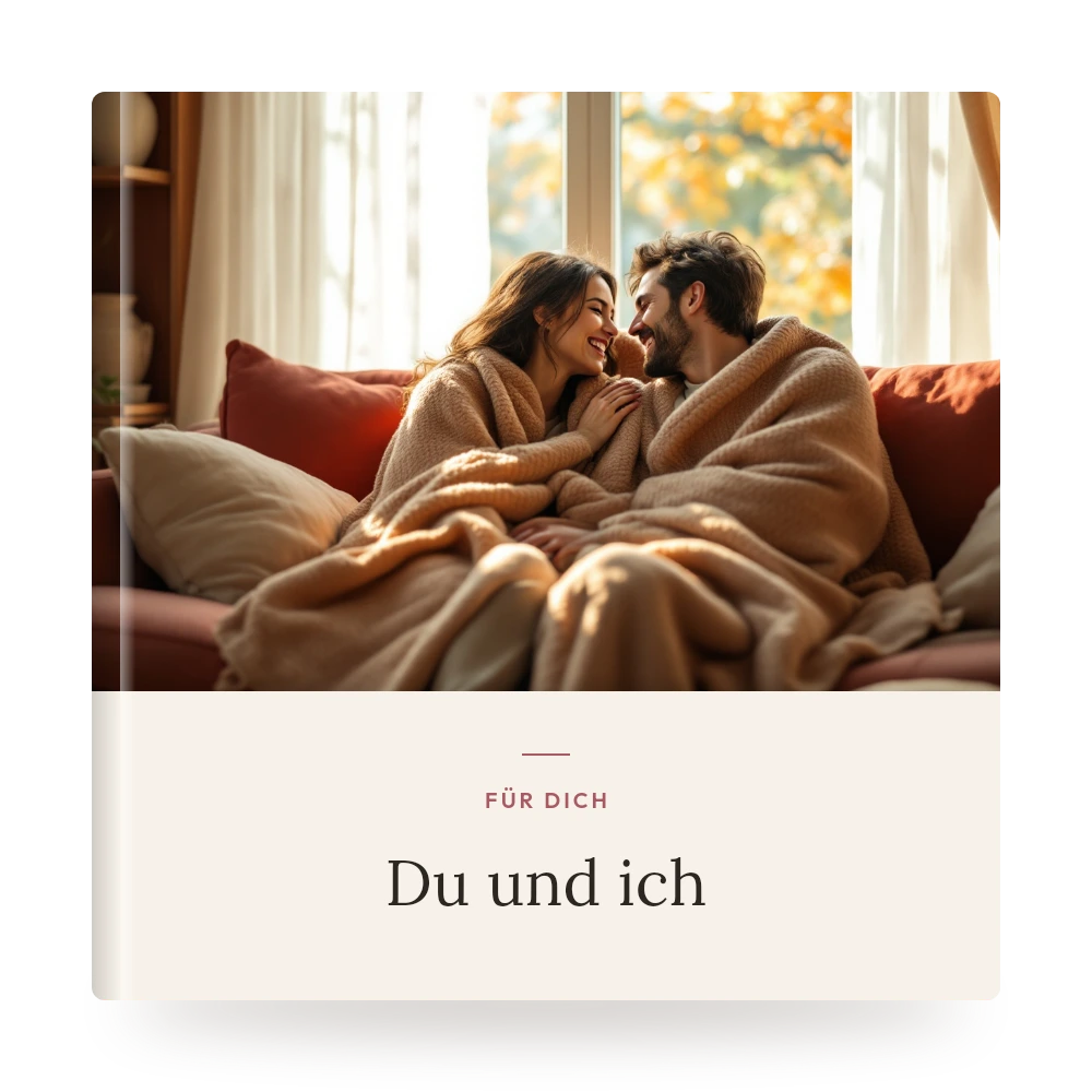 Valentinstag-Fotobuch – Beispiel-Cover mit eigenem Foto und Titel