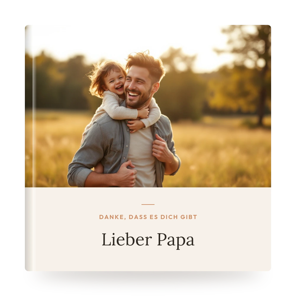 Vatertag-Fotobuch – Beispiel-Cover mit eigenem Foto und Titel